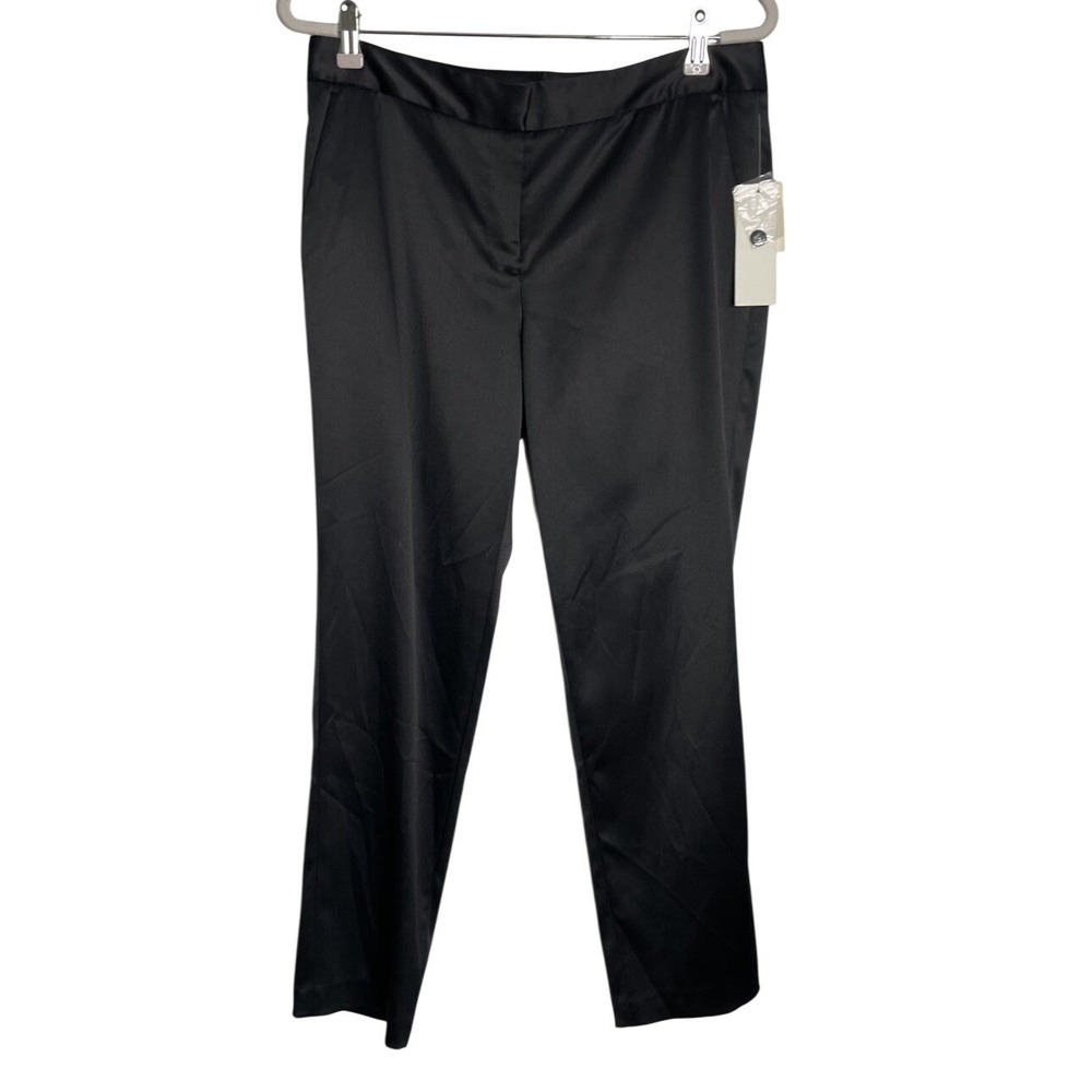 NWT Vintage Adriana Papell Satin Black Formal Slim Fit Dress Pants Size 8